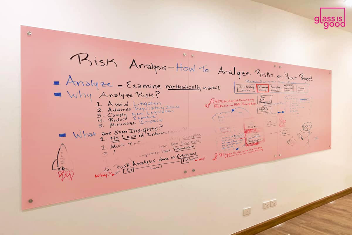 pink glass white board